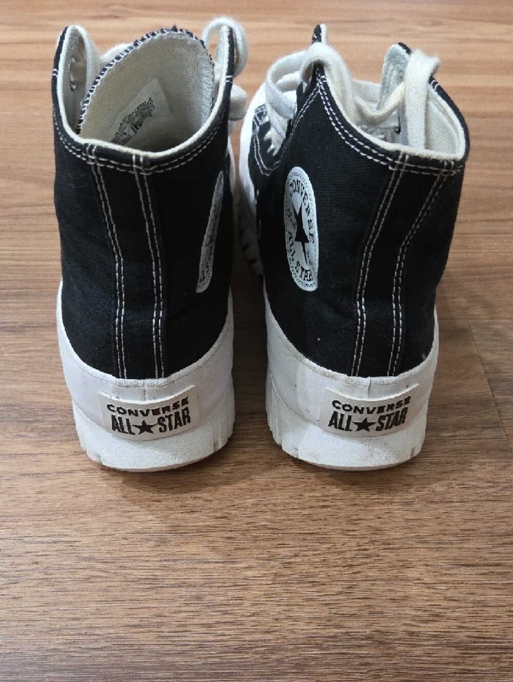 Converse Black & White Platform High-Top Sneakers - Picture 4 of 7